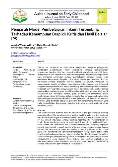 Pengaruh Model Inkuiri Terbimbing