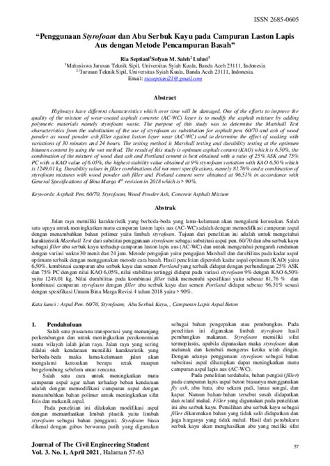 Penggunaan Styrofoam dan Abu Serbuk Kayu pada Campuran …