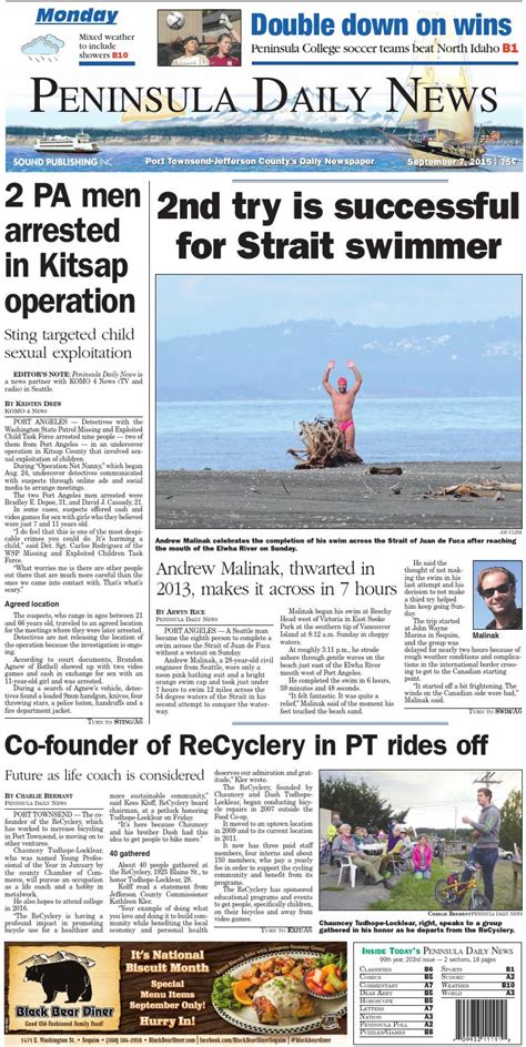 Title Years Available Pages Last Updated; Peninsula Daily News: 2013-2013: 5,680: 28 Dec 2022: Port Angeles Daily News: 1974-1977: 23,253: 13 Jul 2020: Port Angeles Daily News of Port Angeles. 