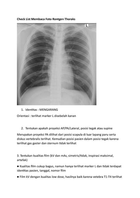 Penjelasan hasil foto rontgen thorax dengan kesan pneumonia