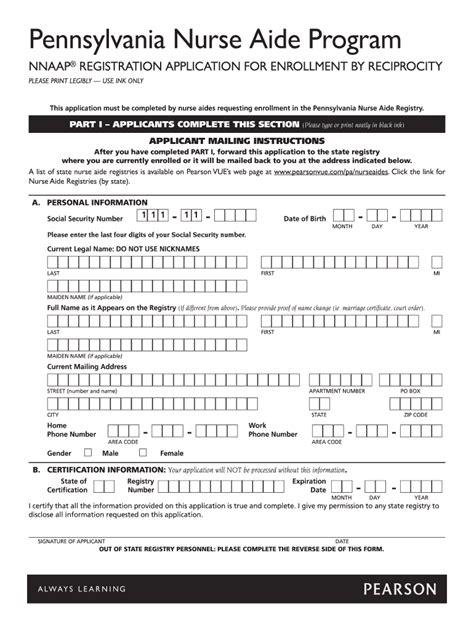 Step Two: Complete Correct Application. Generally, if you’re looking to transfer your CNA license to another state, you’ll be required to complete a specific form. While the name of this form may vary, it’s typically known as the “Application for Enrollment by Reciprocity.”. Make sure that you fill out this form for your current state ...