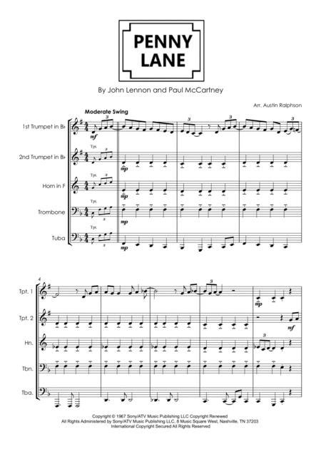 Penny Lane, Sheet Music for Brass Band (#16073) - Brass Band …