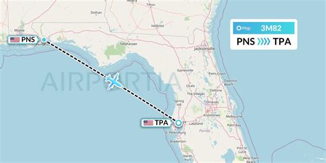 All flight schedules from Tampa International , Florida , USA to Pensacola Rgnl , Florida , USA . This route is operated by 1 airline (s), and the flight time is 1 hour and 45 minutes. The distance is 331 miles. USA..