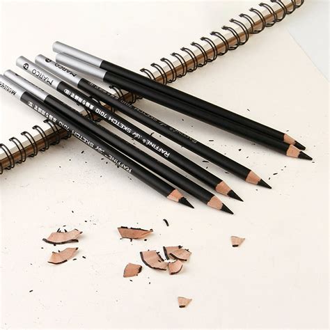 Qionew Professional Charcoal Pencils Drawing Set - 10 Pieces Ex-Soft, Soft, Medium & Hard Charcoal Pencils for Drawing, Sketching, Shading, Ideal