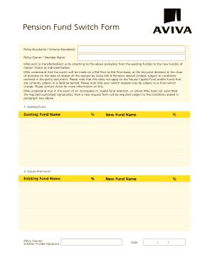 Pension Fund Switch Form - Aviva Managing your pension