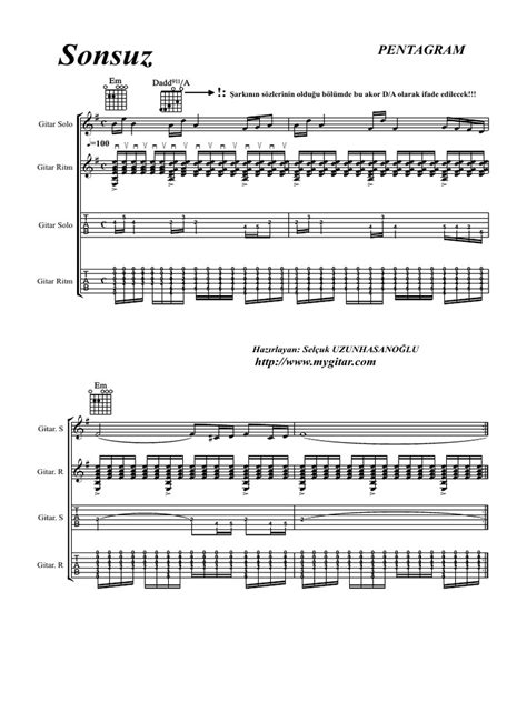 Pentagram Sonsuz Chords & Tabs Guitar Tab Universe.