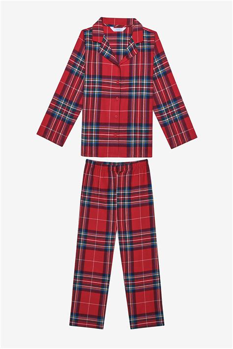 Penti Düğmeli Pamuklu Uniseks Çocuk Red Plaid Fam Kırmızı Gömlek Pijama . 