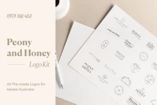 Peony and Honey Logo Kit for Illustrator - Creative Fabrica