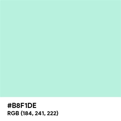 Peppermint color hex code is #B8F1DE - Color-Name.com