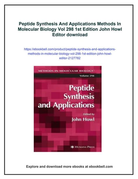 Peptide Synthesis And Applications 1st Edition
