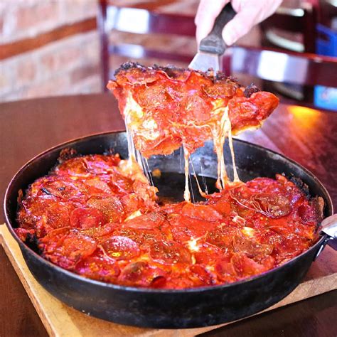 Pequads. Pequod's is a classic Chicago pizza place that specializes in pan-style deep dish with a caramelized crust. Read the review to find out why it's worth the wait, the delivery, or the trip to Morton Grove. 