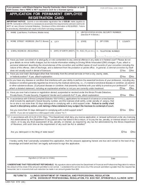 Perc card illinois lookup. The fee for the application process in Illinois is $55 and needs to be paid to the Department of Financial and Professional Registration. Once the Illinois PERC Card arrives in the mail, a newly registered PERC card holder may begin applying with local security companies. This can be done prior to any official security guard training in Illinois. 