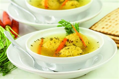 Perfect matzah balls stand out on Passover table