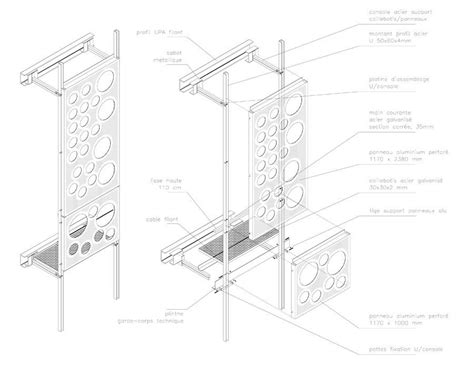 Perforated metal facade detail drawings. .  ...
