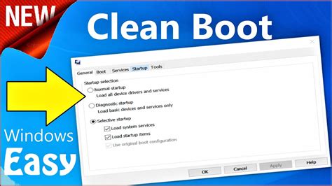 Perform clean boot win 10