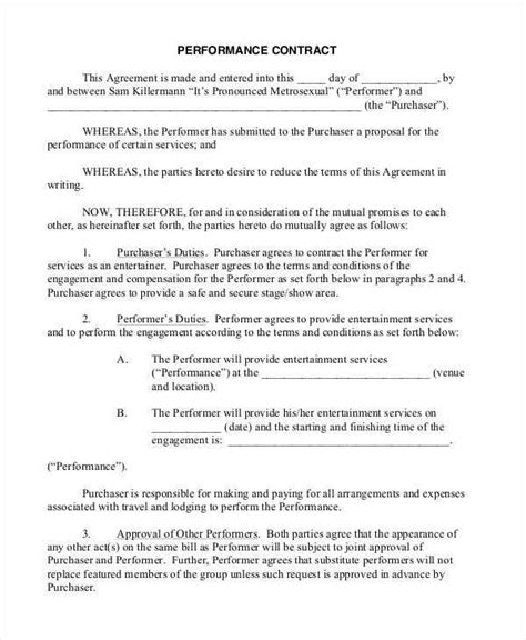 Performance Based Contract Sample PDF Template