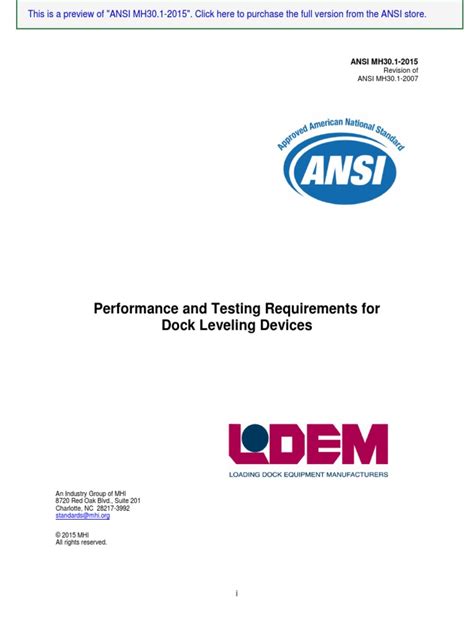 Performance and Testing Requirements for Dock Leveling …