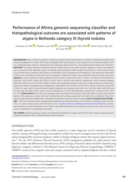 Performance of Afirma genomic sequen…