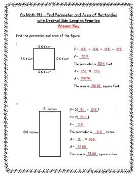 Perimeter and area worksheets on go math nipodrunner