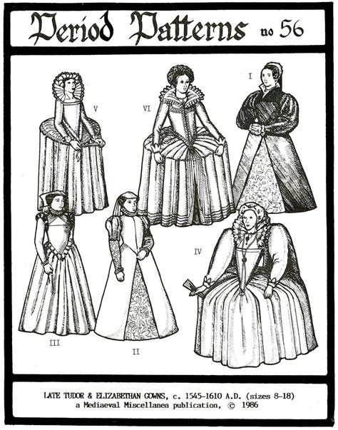 Period Patterns Late Tudor & Elizabethan 15451610 era Gowns Etsy