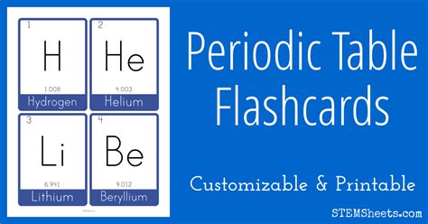 Periodic Table Flash Cards Stem Sheets