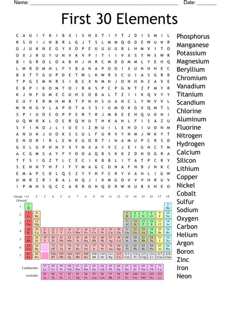 Periodic Table Metals Word Search WordMint