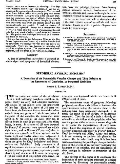 Peripheral Arterial Embolism — A Discussion of the …