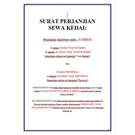 Perjanjian Sewa KEDAI PDF