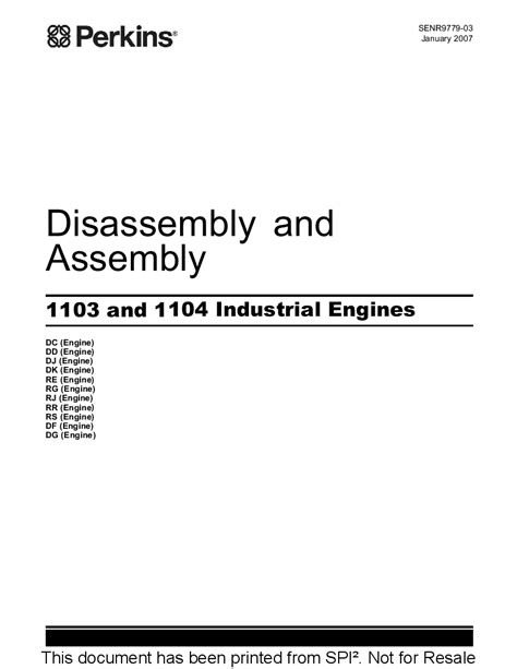Perkins 1103 and 1104e disassembly and assembly manual. - La grammaire des formes et des styles.