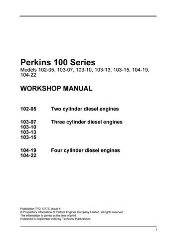 Perkins serie 100 modelli 103 13 103 15 104 19 104 22 manuale di servizio completo per riparazione motori diesel. - Hayt engineering circuit analysis solution manual.