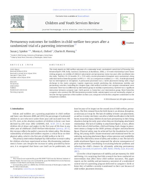 Permanency Outcomes for Toddlers in Child Welfare Two Years …