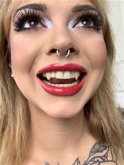 Permanent fangs. Some people are taking their vampire obsession a bit too far! “Adora BatBrat” had her dentist put permanent fangs in her mouth so that she could look (and act??) like a real vampire. 