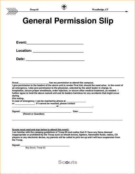 Permission Slip Form Template SampleTemplatess SampleTemplatess