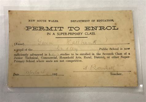 Permit to enroll in super primary class; MU.2019.0058 on eHive