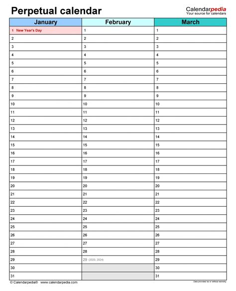 Perpetual Calendars To Print Example Calendar Printable