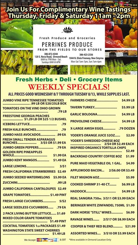 Perrine's Weekly Specials, while supplies last! Facebook. Email or phone: Password: Forgot account? Sign Up. See more of Perrine's Produce on Facebook. Log In. or. Create new account. See more of Perrine's Produce on Facebook ... Related Pages. Volusia County Moms. Blogger. Port Orange Parks & Recreation. Park. Rosie's Italian Bakery & …. 