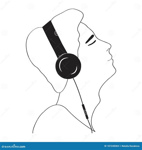 Person Listening To Music Drawing
