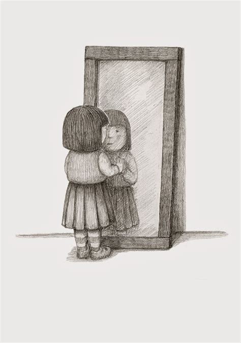 Person Looking In Mirror Drawing