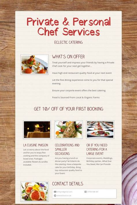 Personal Chef Menu Template