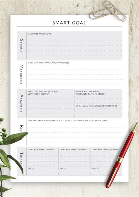 Personal Goal Setting Templates - Download PDF