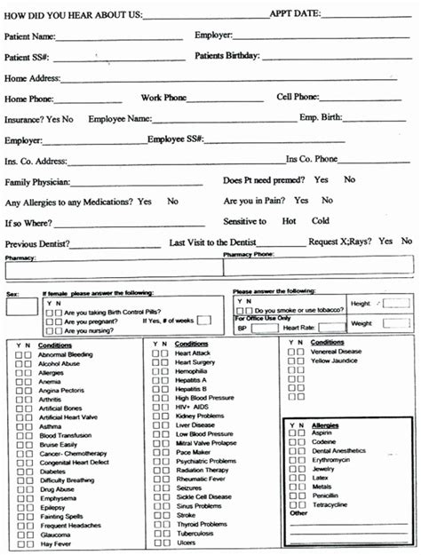 Personal Medical History Form Template Addictionary