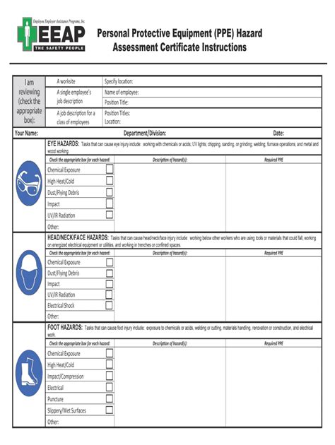 Personal Protective Equipment (PPE) Assessment Form - Fill …