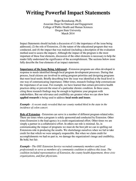 Personal Statement Format Impact