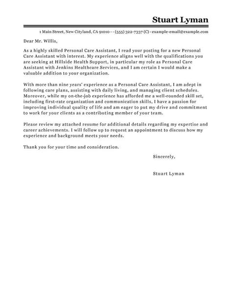 Personal Support Worker Cover Letter Examples LiveCareer