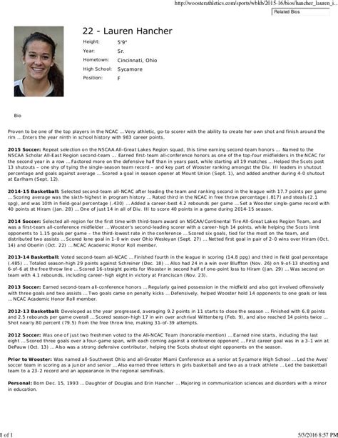 Personal biography sample of a student example