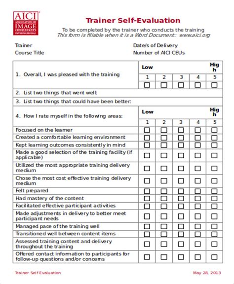 Personal training evaluation form. This Simulation Team Training Toolkit is intended for educators involved in training interprofessional teams of students, trainees and novice faculty participating in team simulation training sessions in a simulation lab or similar learning environment. ... The following course evaluation forms were distributed to student trainees and their ... 