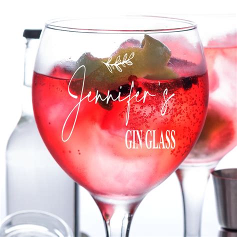 Personalised Engraved Gin Tonic Cocktail Glass with Name