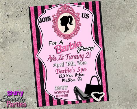 Personalized Barbie Birthday Invitations - Etsy