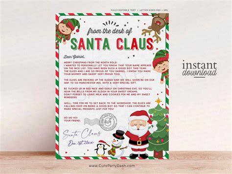 Personalized Letter from Santa in your words Printable File Etsy
