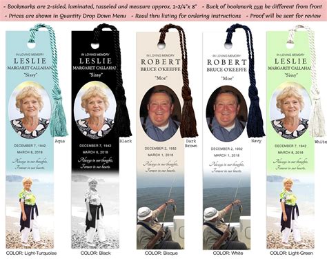 Personalized Memorial Bookmarks - Etsy